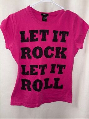 Rue21 Hot Pink Graphic Tee with Black Lettering